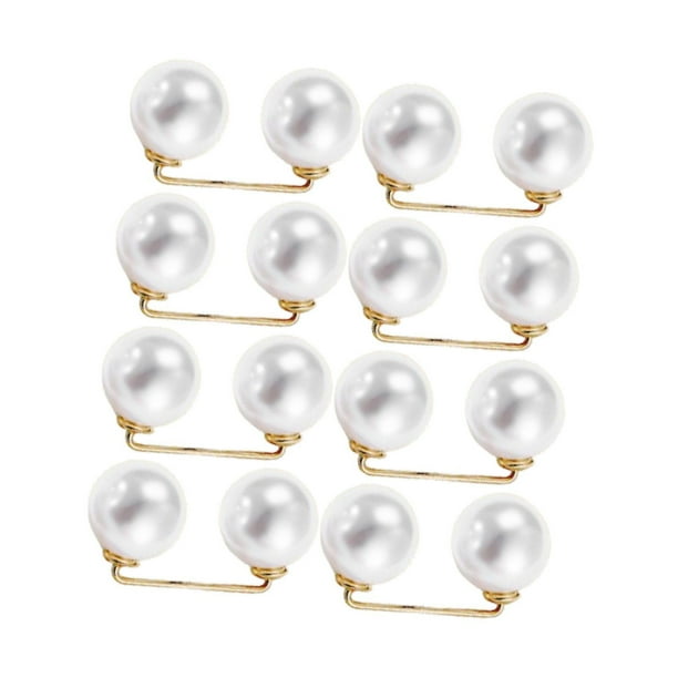 8 broches de perlas artificiales, elegantes y discretos, ideales para realzar la belleza de tu escote. Blanco