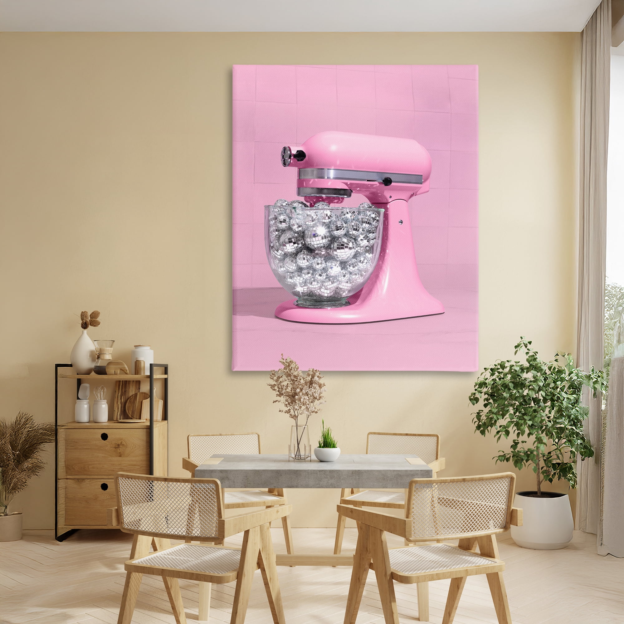 Stupell Industries Disco Kitchen Mixer over Pink Canvas Wall Art, design by LISH Creative