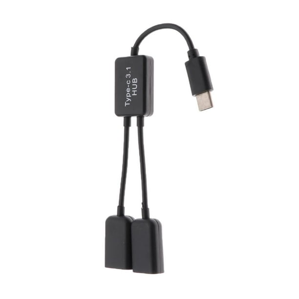 USB 3.1 a USB Dual a 2.0 OTG Adaptador de Concentrador de Carga Cable de Conector Negro Yotijar ABS TYPE C HUB