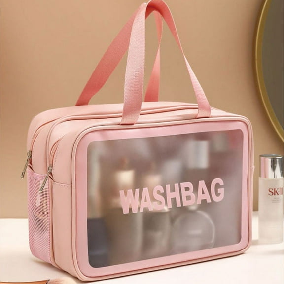 Net Red Cosmetic Bag Double Dry-Wet Separation Large Capacity Travel Portable Cosmetic Bag Transparent Washing Bag