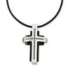 Stainless Steel Black-plated Black Diamonds Cross Necklace SRN961