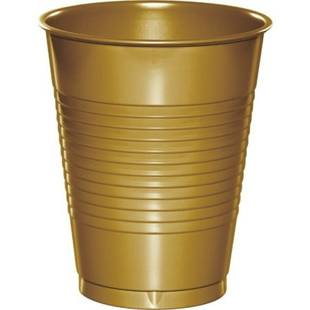 Gold Breakfast Cup - Touch of Color Plastic Cups, 16 Oz, Glittering Gold, 20 Ct