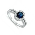 thumbnail image 4 of Women's Blue Simulated Sapphire Halo Wedding Ring .925 Sterling Silver Band CZ Female Size 10, 4 of 4