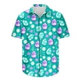 thumbnail image 5 of JURANMO Hawaiian shirt for Men Short Sleeve Button Down Blouse Easter Bunny Egg Print Beach Aloha Shirts Summer Vacation Tops White XL Ofertas Flash, 5 of 6