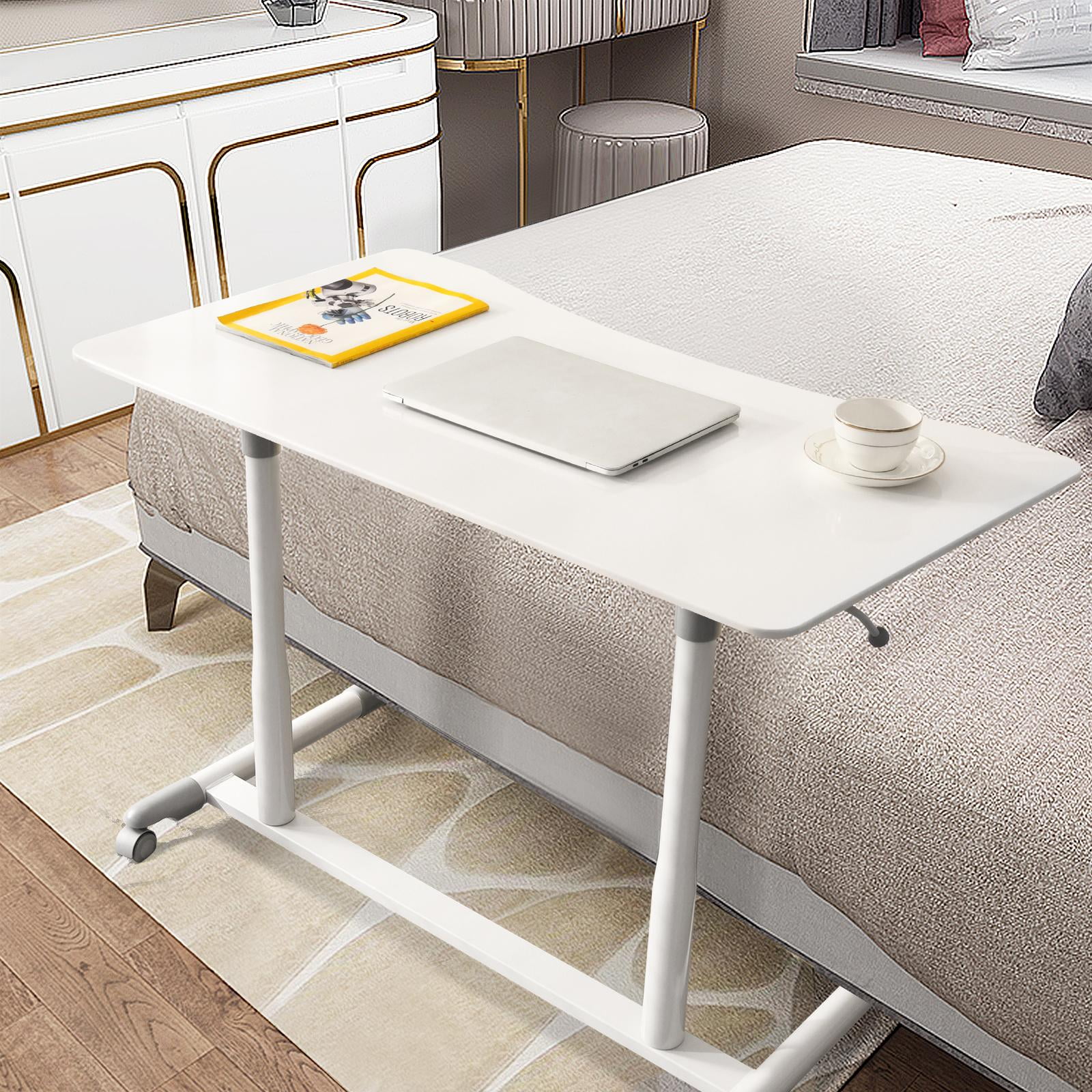 Giantex Mobile Height Adjustable Standing Desk, Compact Pneumatic Sit to Stand Computer Desk w/ Lockable Casters, Ergonomic Rolling Laptop Table for Home Office, White