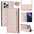 thumbnail image 1 of Nalacover Crossbody Wallet Phone Case for iPhone 13 Pro,Premium PU Leather Magnetic Closure Flip Stand Card Holder Zipper Pocket Purse Phone Case with Shoulder Strap,Rosegold, 1 of 11