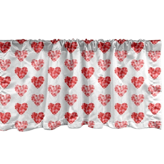 Ambesonne Hearts Window Valance, Shapes in Dots Love Theme, 54" X 18", Blush Pastel Pink