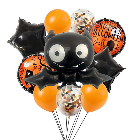 ShellKingdom Bat Ballons Set, Foil Mylar Balloons for Party Birthday Haunted House Spooky Decoration Supplies