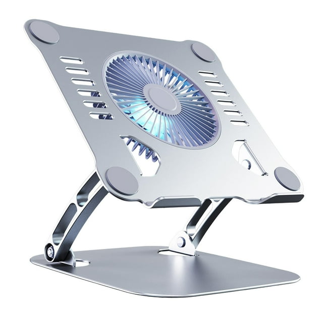 Miulika Laptop Holder with Cooling Fan Aluminium Alloy Metal Mount Ergonomic Multi Angle