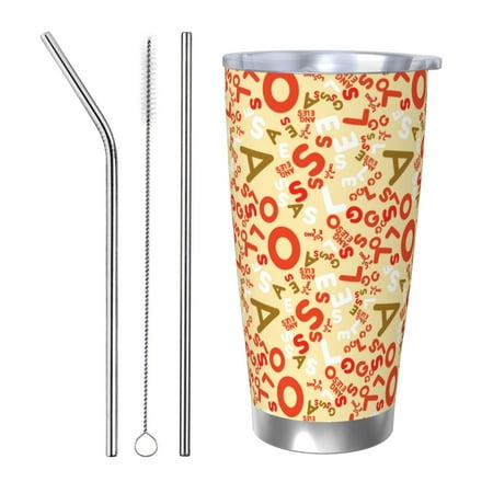 

Logiee Scandinavian Alphabet2 Print 20OZ Car Cup with Lid Stainless Steel Vacuum Insulated Double Wall Travel Tumbler Durable Insulated Coffee Mug Thermal Cup with Straw-Straw Three-piece Set