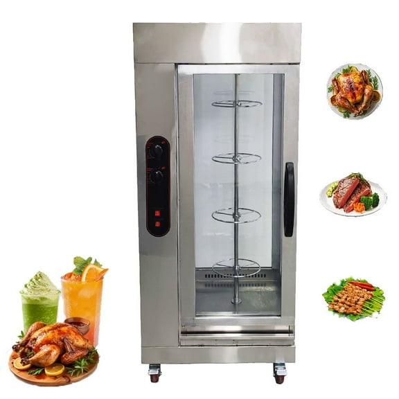 Gas Chicken Rotisserie Machine Vertical Gas Rotary Rotisserie Oven Stainless Steel Meat Oven