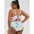 thumbnail image 4 of Tallas de talla grande tinte ruffle lace-up knot bikini roto traje de baño Rosegal Leggings de talla grande, 4 of 5