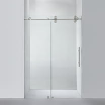 Vinnova Villena 52" W x 78" H Single Sliding Frameless Glass Shower Door Brushed Nickel