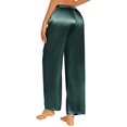 thumbnail image 2 of Ekouaer Womens Silk Satin Pajama Pants Casual Loose Lounge Pants Drawstring Elastic Waist Wide Leg Pj Bottoms with Pockets, 2 of 6