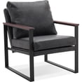 thumbnail image 3 of MCombo Modern Accent Chair, Armchair with Upholstered Cushion for Living Room Bedroom,  Faux Leather(Dark Grey), 3 of 9