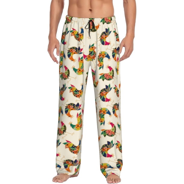 Balery Boho Chicken Pantalones de pijama para hombre, pijama ultraligero, pantalón de descanso-Small