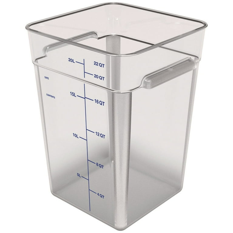 Squares Polycarbonate Food Storage Container, 22 qt, 11 13 x 11.13 x 15.72, Clear, Plastic Squares Polycarbonate Food Storage Container, 22 qt, 11 13 x 11.13 x 15.72, Clear, Plastic