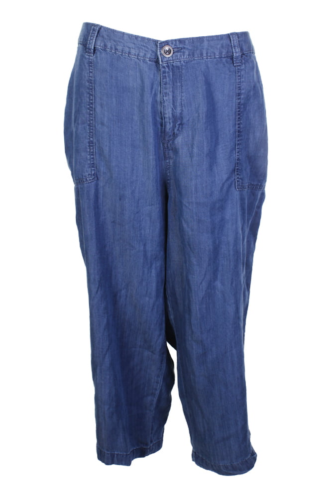 Style & Co. - Style & Co Plus Size Chambray Blue Wide-Leg Cropped Jeans ...