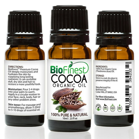BioFinest Cocoa Organic Oil - 100% Pure Cold-Pressed - Best Moisturizer For Hair Face Skin Acne Sunburn Cuts Wrinkle Scars Eczema - Essential Magnesium, Antioxidant, Vitamin A - FREE E-Book (Best Moisturiser For Acne)