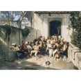 thumbnail image 2 of Alexandre-Gabriel Decamps 14x11 Gold Ornate Wood Frame and Double Matted Museum Art Print Titled - Out of School (1841), 2 of 4