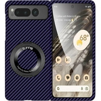 Magnetic Case for Google Pixel Fold Case with Kickstand & Ring Holder, [Compatible with MagSafe] Carbon Fiber Slim Ultra Aramid Fiber Anti-Scratch Shockproof Case, Purple