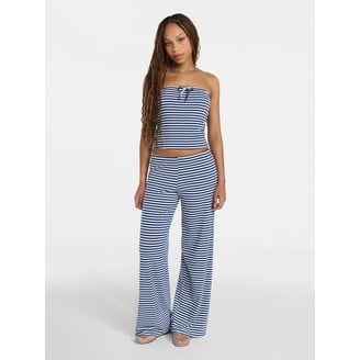 No Boundaries Striped Seersucker Ruffle Cami and Drawstring Pants