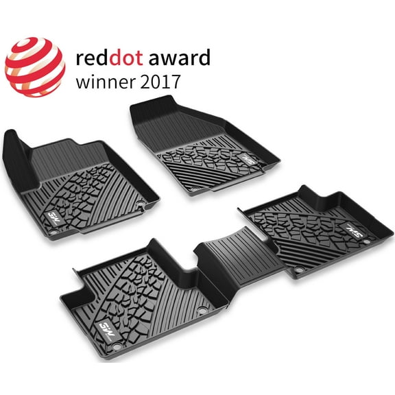 3W Floor Mats for Jeep Renegade (2015-2019) - Front Rear Custom Fit All Season Protection TPE Automotive Floor Liners for Renegade 2015 2016 2017 2018 2019, Black