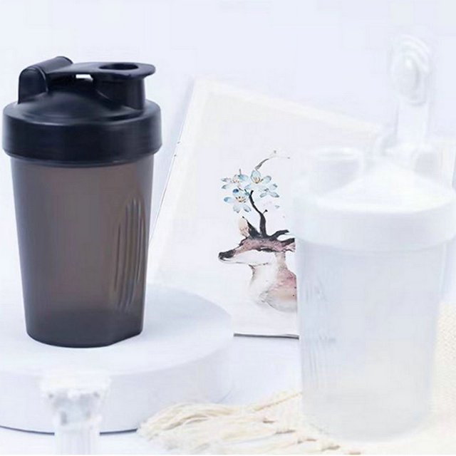 Vaso de agua con proteína en polvo para deportes y fitness, portátil, para estudiantes, de 400 ml, práctico vaso de plástico para hacer uno mismo, con báscula