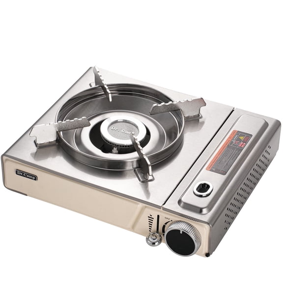 Dr.Camp Portable Butane Gas Stove, 7,500 BTU Quick-Ignition Camping Stove with Carry Case, High-Power Outdoor Burner for BBQ, Hiking, Travel & Emergency Cooking, Estufa de Gas Portátil