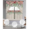 thumbnail image 2 of Watercolor Roses Swag Kitchen Curtains Sets for Windows 24 Inch Length, Spring Flowers Leaves Butterflies Beige Short Window Curtain Panels Swags Valances and Tiers 3 Piece Set for Cafe/Dining Room, 2 of 5