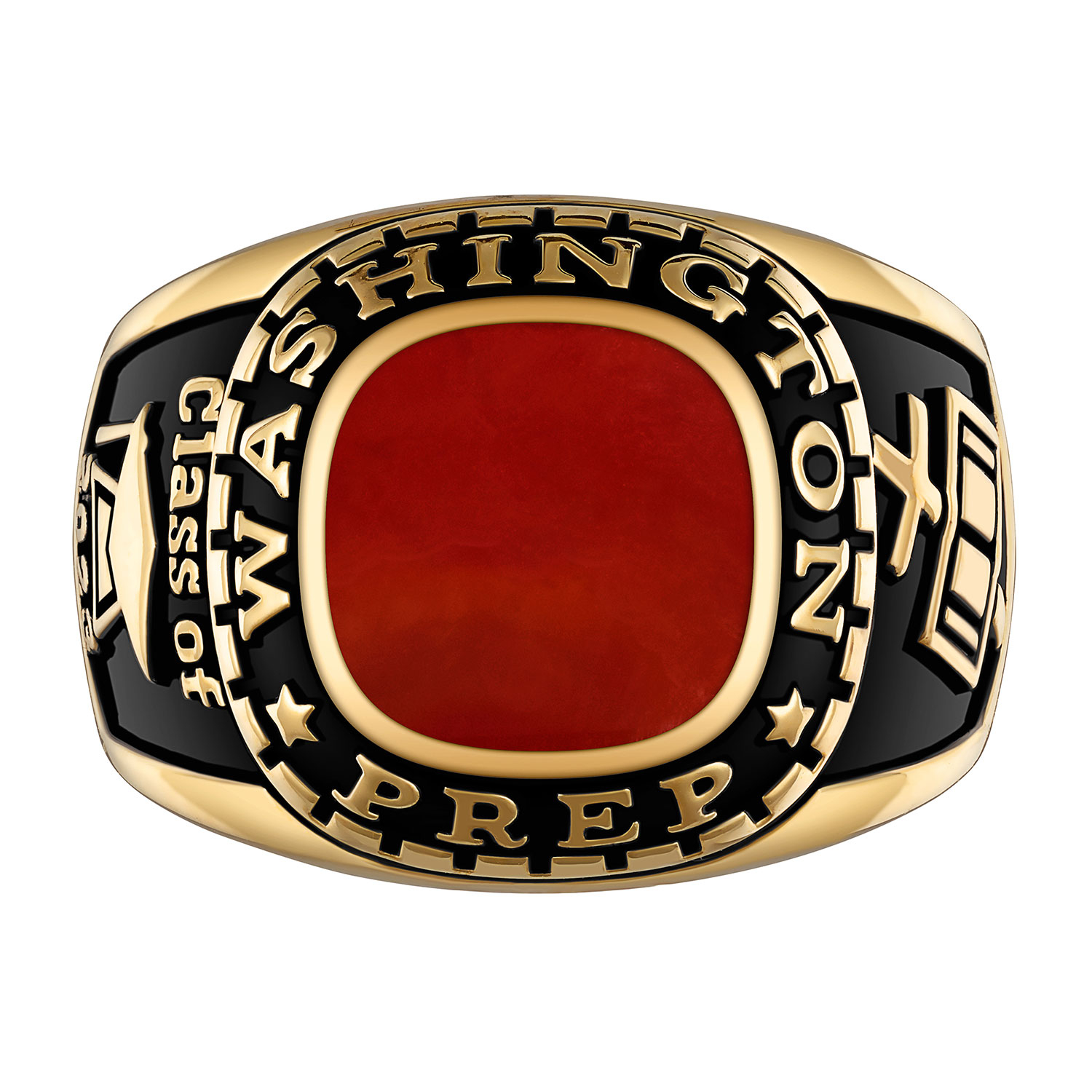 Order Now for 2025 Graduation, Freestyle Men’s Class Ring – Onyx, Carnelian, Lapis Mother of Pearl Genuine Stone Sterling Silver, Personalized, High School or College Graduation