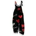 thumbnail image 2 of Womens Valentine's Day Overalls Cute Heart Print Sleeveless Straight Leg Jumpsuits 2026 Fashion Valentine Rompers with Adjustable Straps, 2 of 4