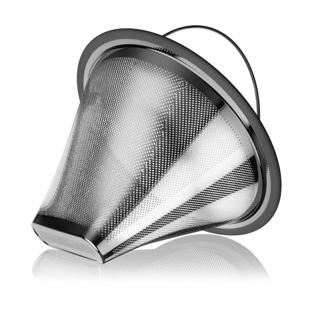 Reusable Stainless Steel Coffee Filter Compatible with Moccamaster KBGV KBT, #4 Cone Micro-Mesh Permanent Filter, Paperless Drip Coffee Accessory (Non-OEM)