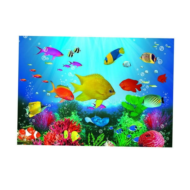 Siruishop 3d Aquarium Background Sticker Wallpaper Fish Tank Backdrop Static Cling Xs Other Xs