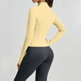 thumbnail image 4 of Women's Solid Two Piece Yoga Tracksuit Zip up Long Sleeve Top and Elastic Waist Flared Pants Stretch Workout Outfit Comfort Sportswear for Gym and Daily Casual Wear S-3XL Yellow, 4 of 6