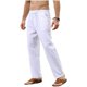 thumbnail image 1 of Pantalones de lino y algodón para hombre, pantalones holgados informales, transpirables, de Color sólido, con cordón, para correr, Yoga, holgados, 1 of 5