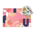 thumbnail image 4 of XMXT 6 Pcs PVC Woven Placemats, Art Geometric Pink Print Stain Resistant Anti-Skid Place Mats for Dining Table, 12 x 18 inches, 4 of 6