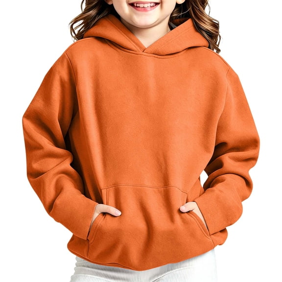 Boys And Girls Pocket Sweatshirt Casual Long Sleeve Oversized Fleece Hoodies for Kids