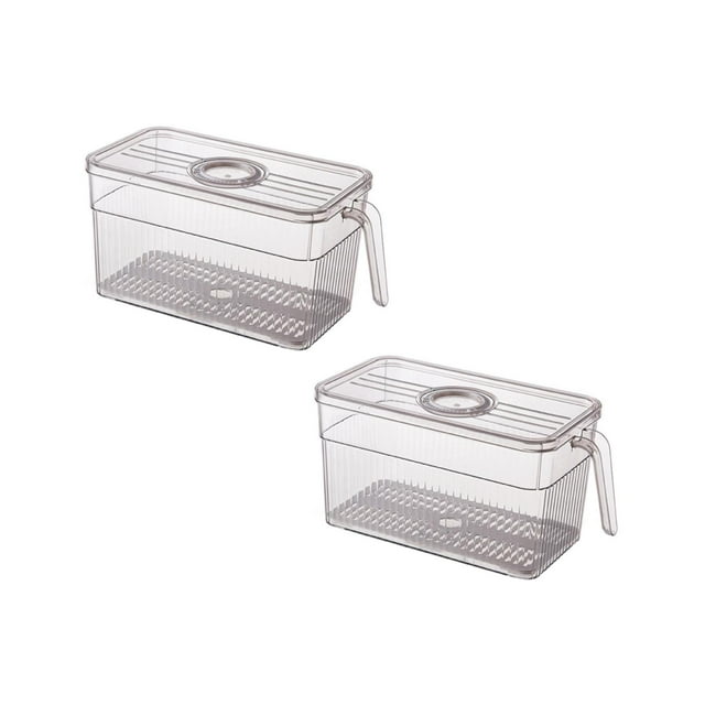 Oleegame 2PC Kids Snack Boxes For School Kitchen Storage Basket Kitchen Storage Basket Clear Stackable Fridge Storage Containers With Handle Bread Box For Kitchen Counter Airtight