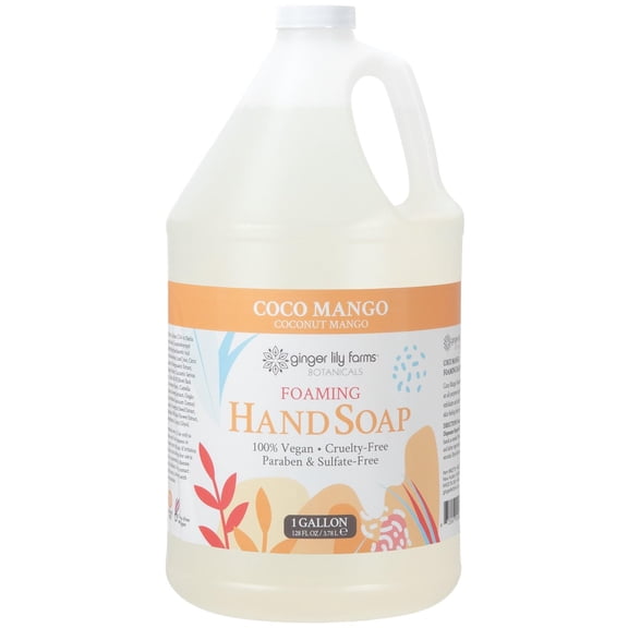 Ginger Lily Farms Botanicals All-Purpose Foaming Hand Soap Refill, Coco Mango, 100% Vegan & Cruelty-Free, Coconut Mango Scent, 1 Gallon (128 fl oz)