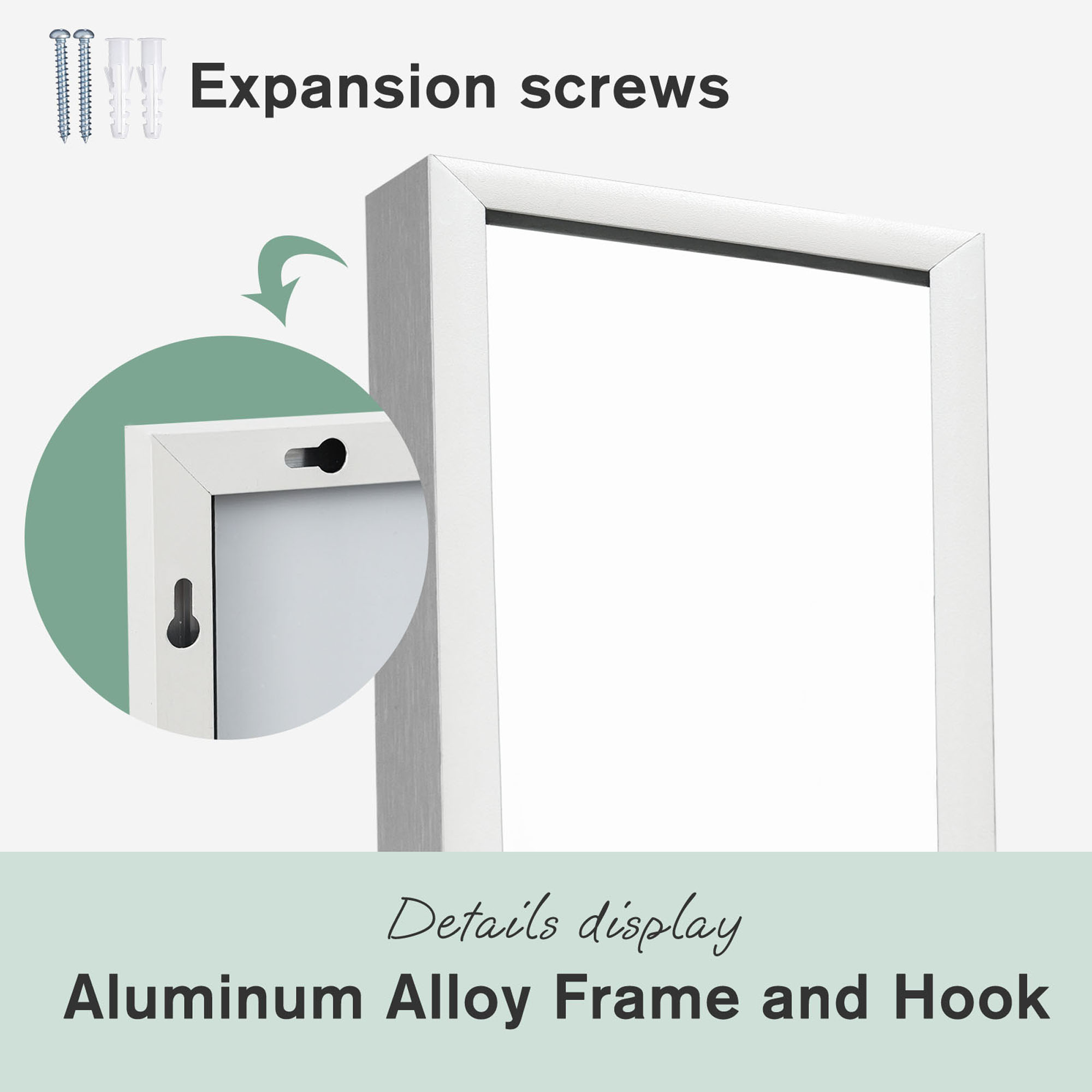 30 in x 70 in White Modern Wall Mirror