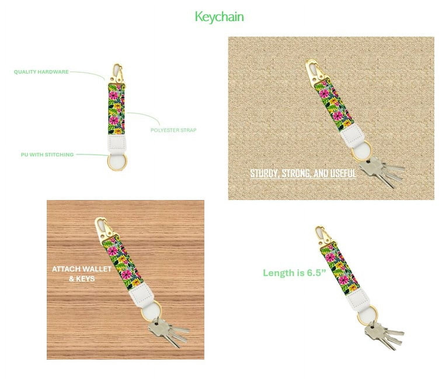 Women's Bright Island Floral Car Accessory Set with Keychain, Collapsible Trashcan, and Coasters