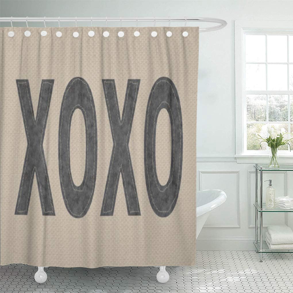 CYNLON XOXO Hugs and Kisses Kiss Love Affection Couple Bathroom Decor Bath Shower Curtain 66x72