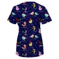 thumbnail image 2 of Green Town Scrubs for Women V-Neck Scrub Top - Christmas Thanksgiving Halloween Holiday Prints, 2 of 5