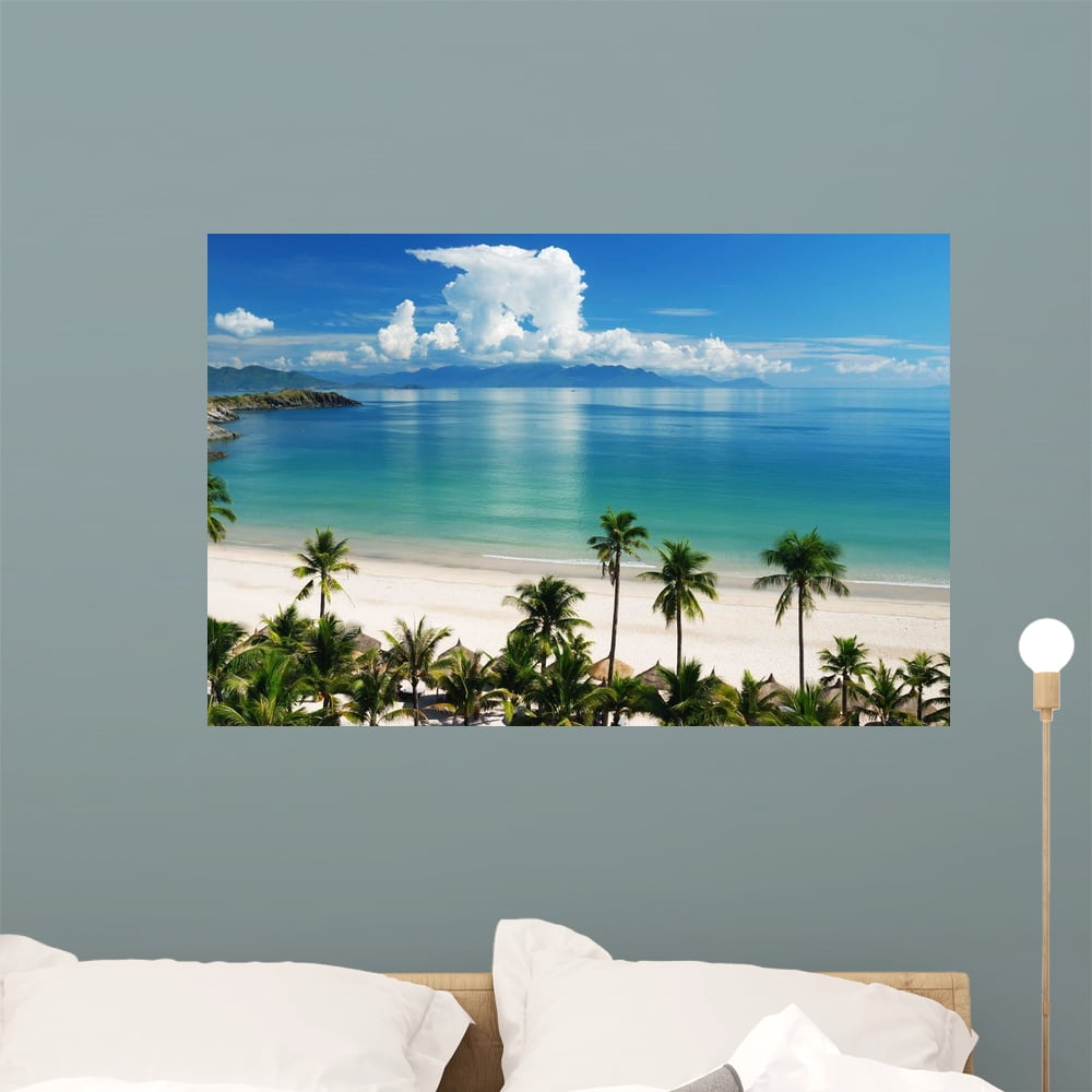 Beach Scene Tropics Pacific Wall Mural Decal Sticker, Wallmonkeys Peel