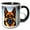Black/White, variant on 3drose, Gorgeous German Shepherd Dog Portrait. Blue Background Digital Art, 11oz Two-tone Yellow Mug