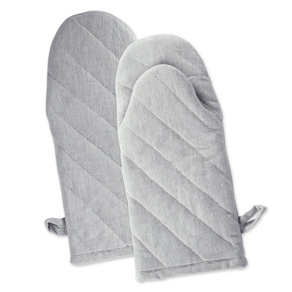Set of 2 White Cotton Oven Mitt 13"