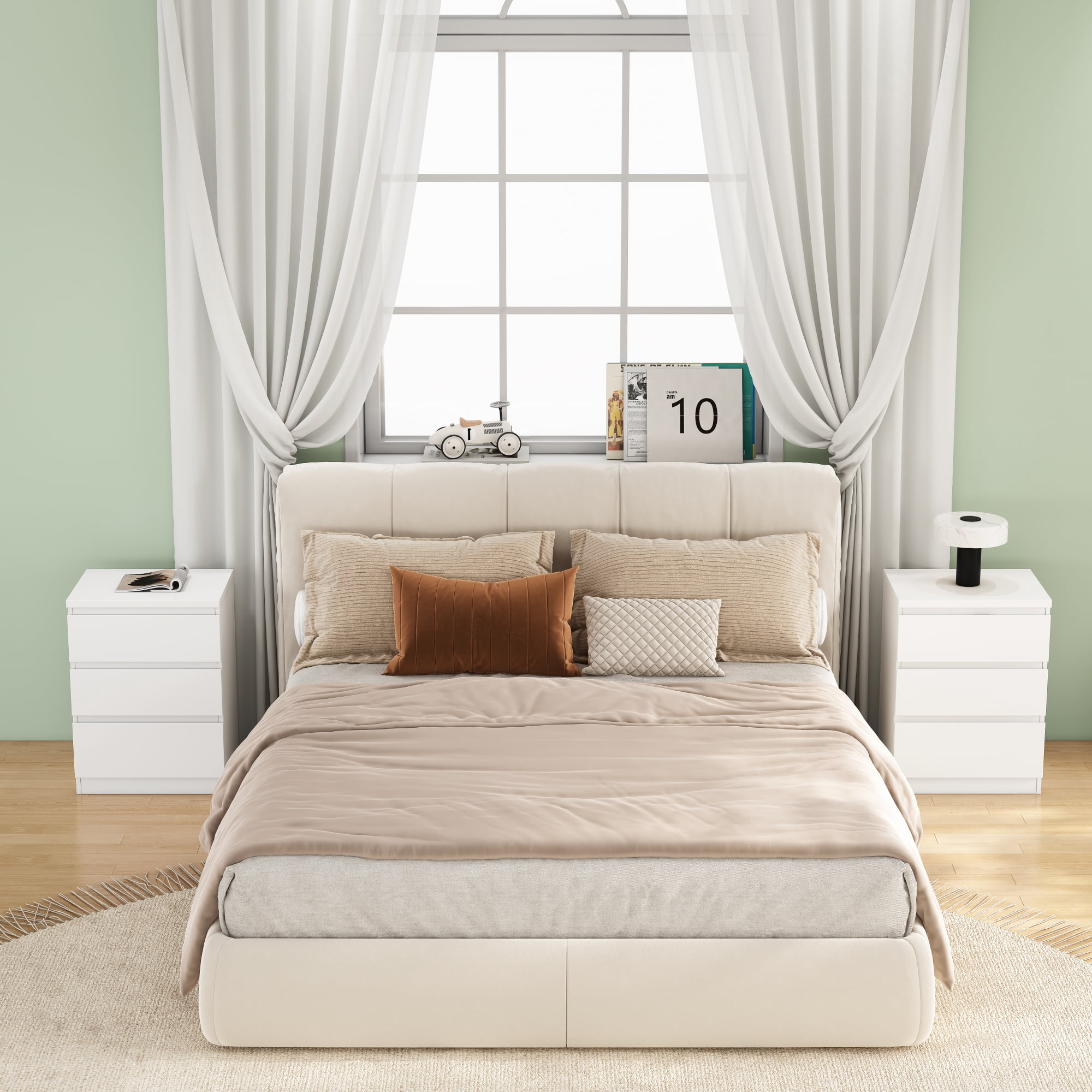Leumius 19.7" Nightstand with 3 Drawers,Handle-Free Design,Thickened Top,Small Storage Cabinet for Bedroom/Living Room,White