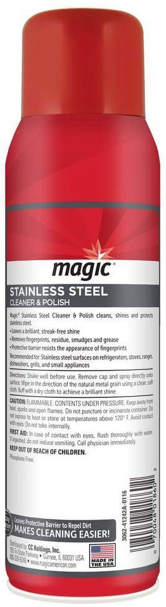 2-Pk) Magic® STAINLESS STEEL Range Appliance POLISH & CLEANER Shine Protect