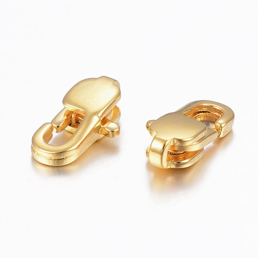 304 Stainless Steel Lobster Claw Clasps Golden 11x6x3mm Hole: 1.2mm